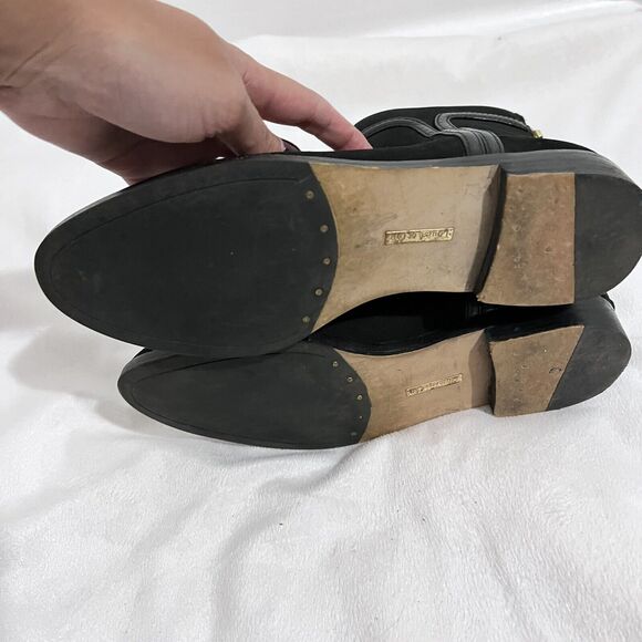 Louise Et Cie Black Leather Ankle Boots Size 7 M Modern Minimalist Contemporary - Picture 6 of 10